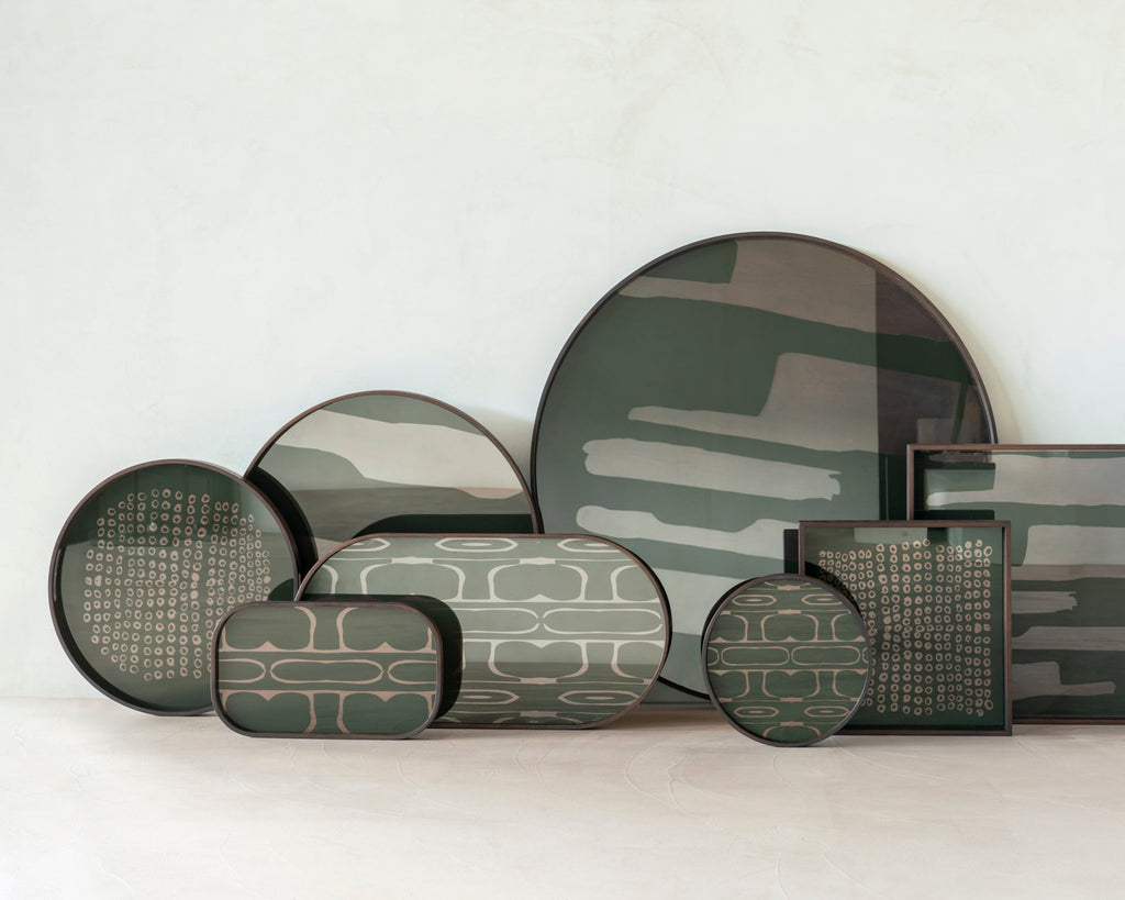 Second Nature Valet Tray Bronze Finish with Moss Green Motif Sage Interiors - Sage InteriorsEthnicraftvalet tray