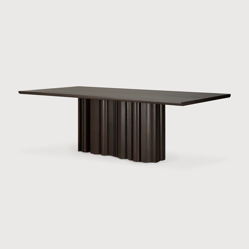 Solid Mahogany Sequence Dining Table with sculptural base and smooth dark wood finish from Sage Interiors