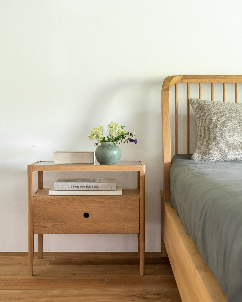 Spindle Bedside Table – Modern Solid Wood Nightstand | Sage Interiors - Sage InteriorsEthnicraft