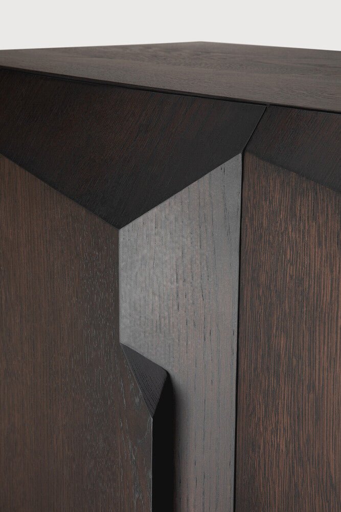 Stairs Brown - Stained Solid Oak Cupboard with Push - Open Doors - Sage InteriorsEthnicraftCupboard