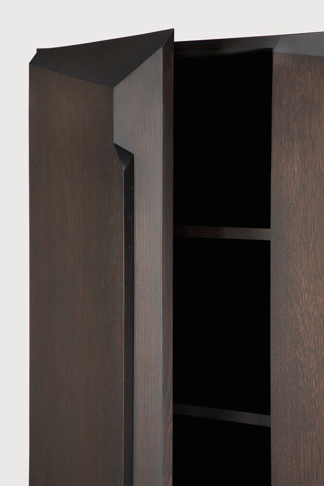 Stairs Brown - Stained Solid Oak Cupboard with Push - Open Doors - Sage InteriorsEthnicraftCupboard