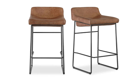 Starlet Counter Stool Open Road Brown Leather - Set Of Two - Sage InteriorsMoesCounter Stool