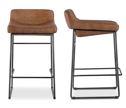 Starlet Counter Stool Open Road Brown Leather - Set Of Two - Sage InteriorsMoesCounter Stool