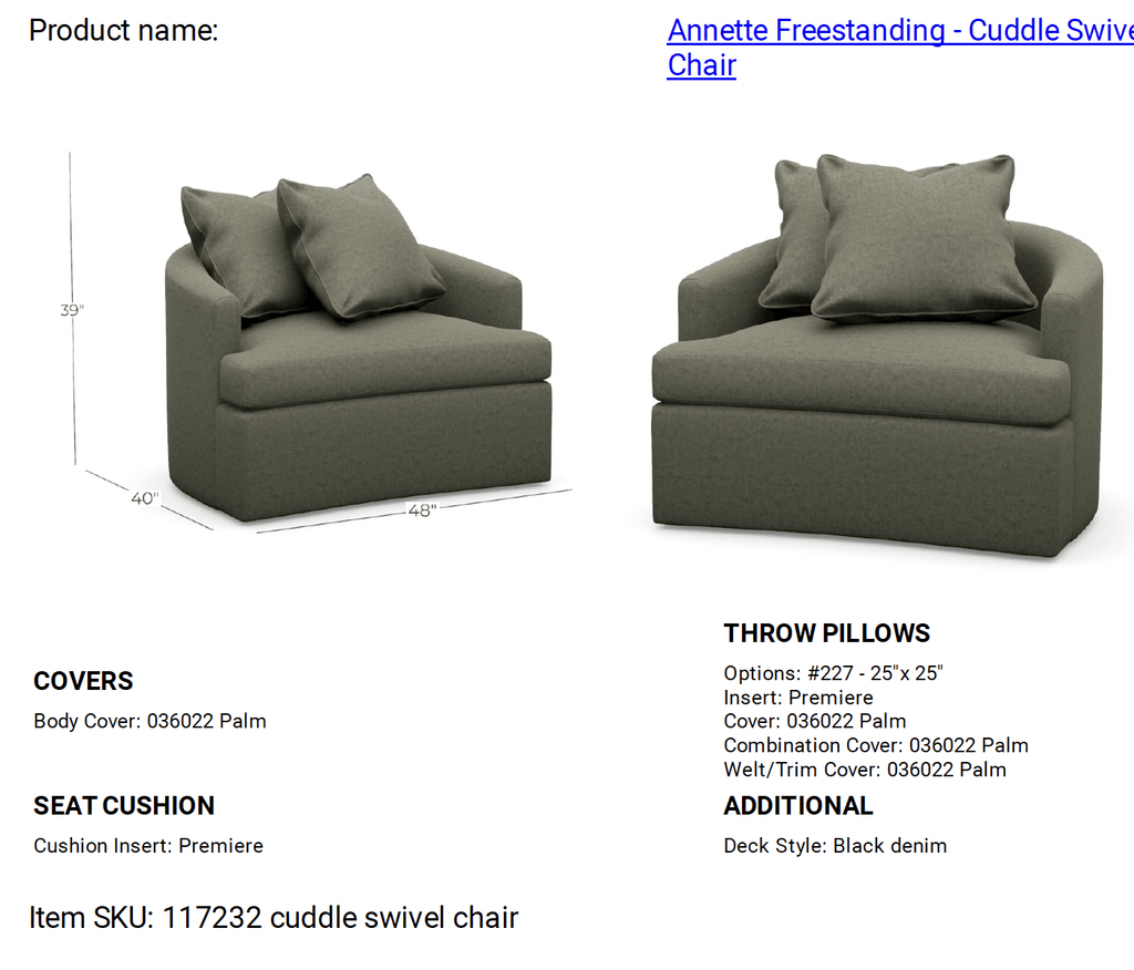 Steve & Chris Nelson Custom Annette Swivel - Sage InteriorsSage Interiors