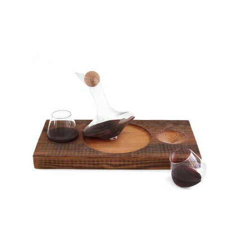 Tad Glasses Decanter with Barn Wood - Sage InteriorsSwoon Living