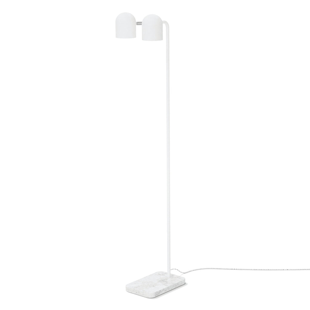 Tandem Adjustable Floor Lamp – Marble Base Dual Head Black or White Finish - Sage InteriorsSage InteriorsLamp