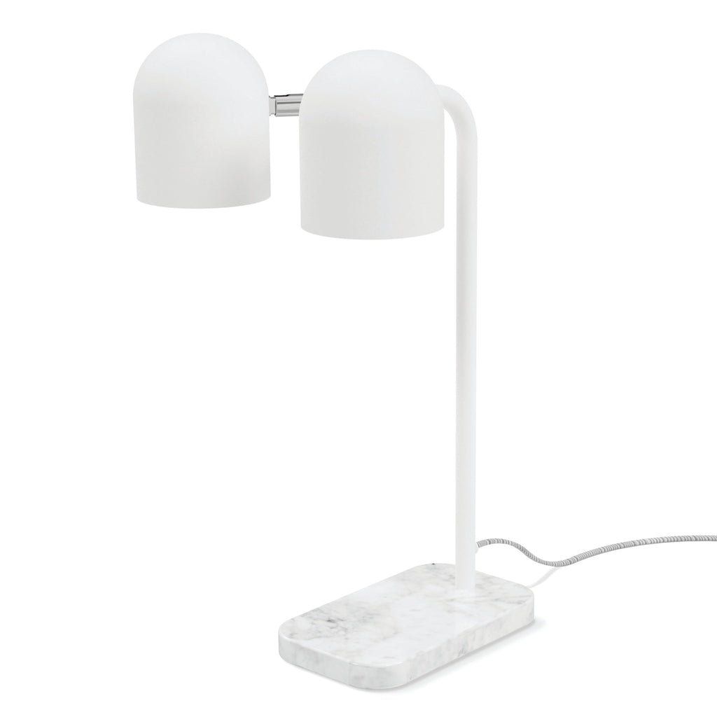 Tandem Table Lamp Adjustable Dual Head Marble Base Black or White Finish - Sage InteriorsSage InteriorsLamp