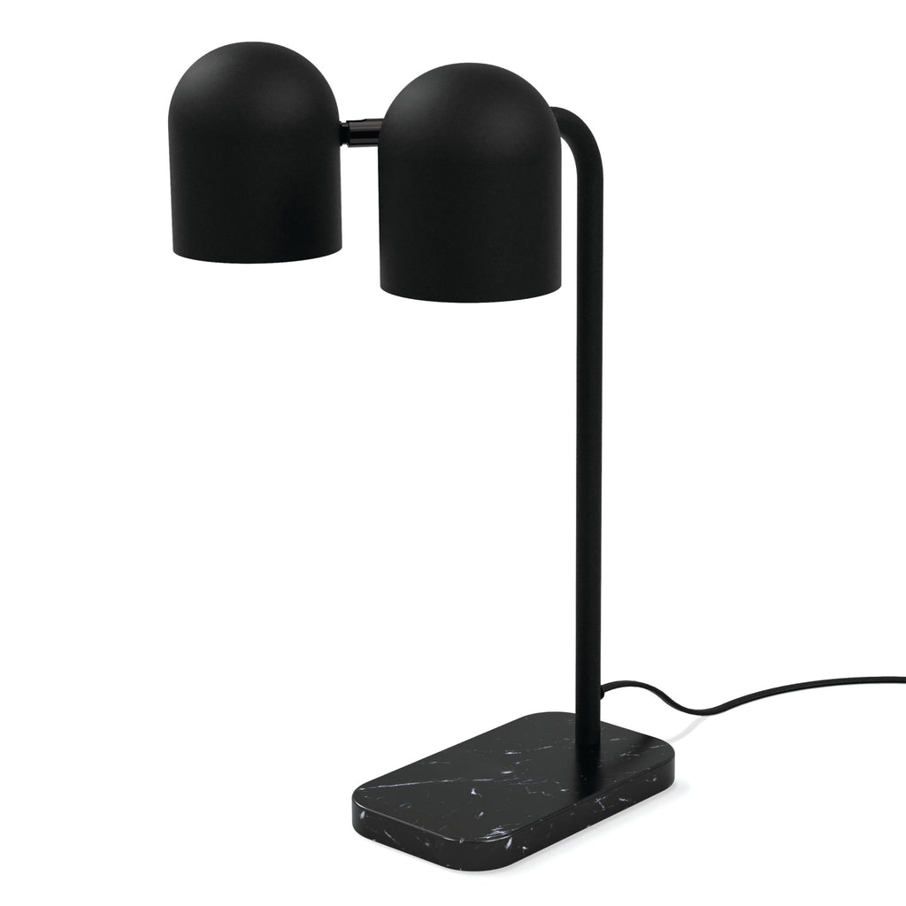 Tandem Table Lamp Adjustable Dual Head Marble Base Black or White Finish - Sage InteriorsSage InteriorsLamp
