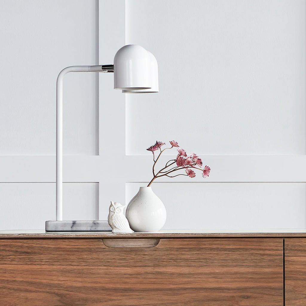 Tandem Table Lamp Adjustable Dual Head Marble Base Black or White Finish - Sage InteriorsSage InteriorsLamp