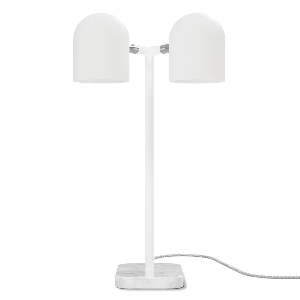 Tandem Table Lamp Adjustable Dual Head Marble Base Black or White Finish - Sage InteriorsSage InteriorsLamp