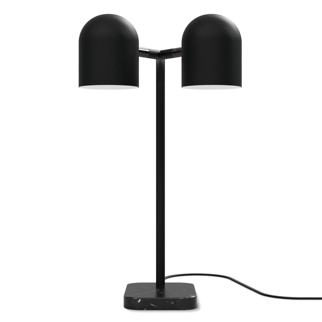 Tandem Table Lamp Adjustable Dual Head Marble Base Black or White Finish - Sage InteriorsSage InteriorsLamp