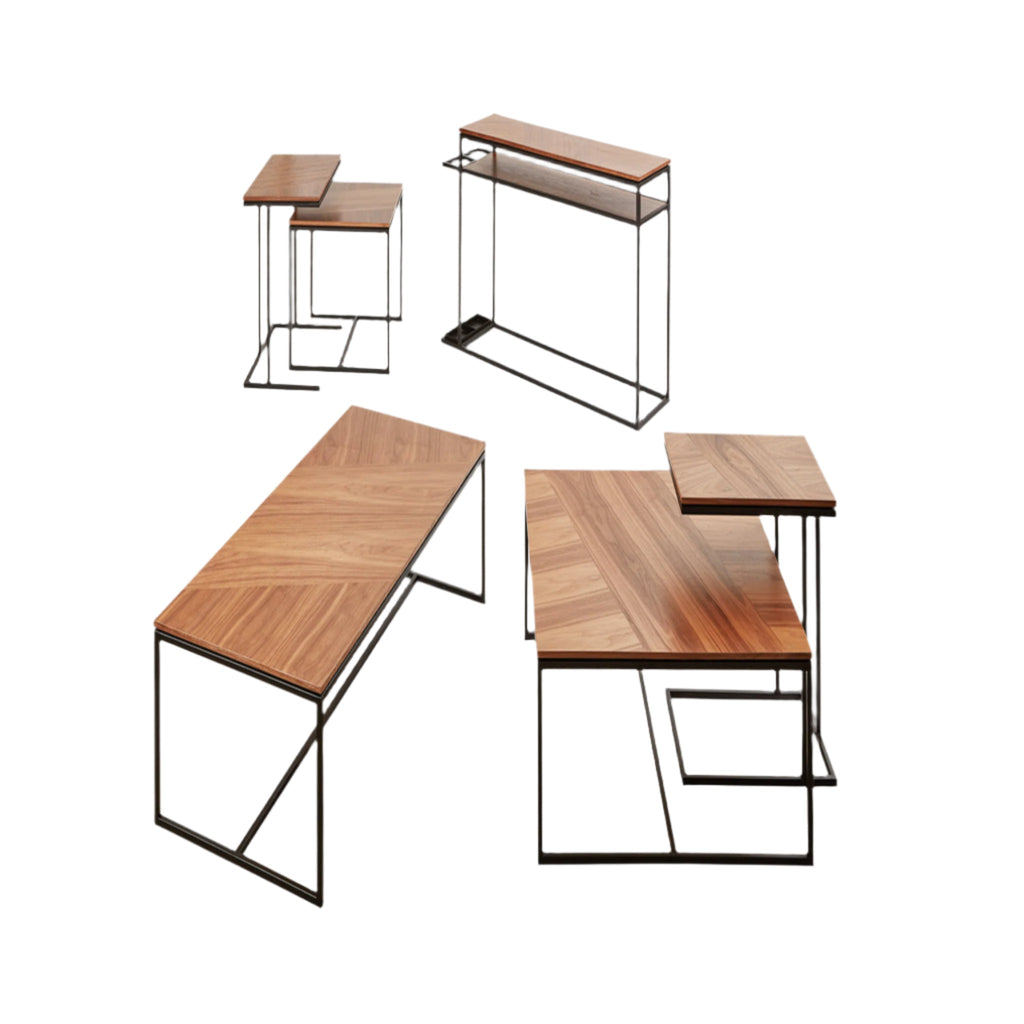 Tobias End Table (Online Exclusive) – Wood Veneer Top & Steel Base - Sage InteriorsGusTable