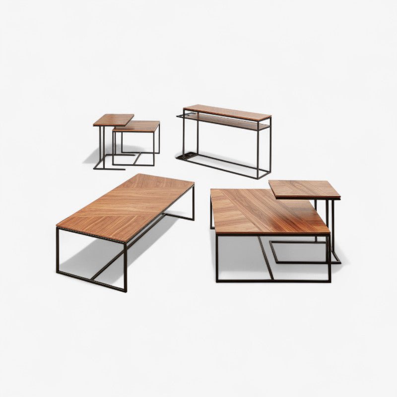 Tobias Rectangular Coffee Table – Wood Veneer Top & Steel Base - Sage InteriorsGusTable