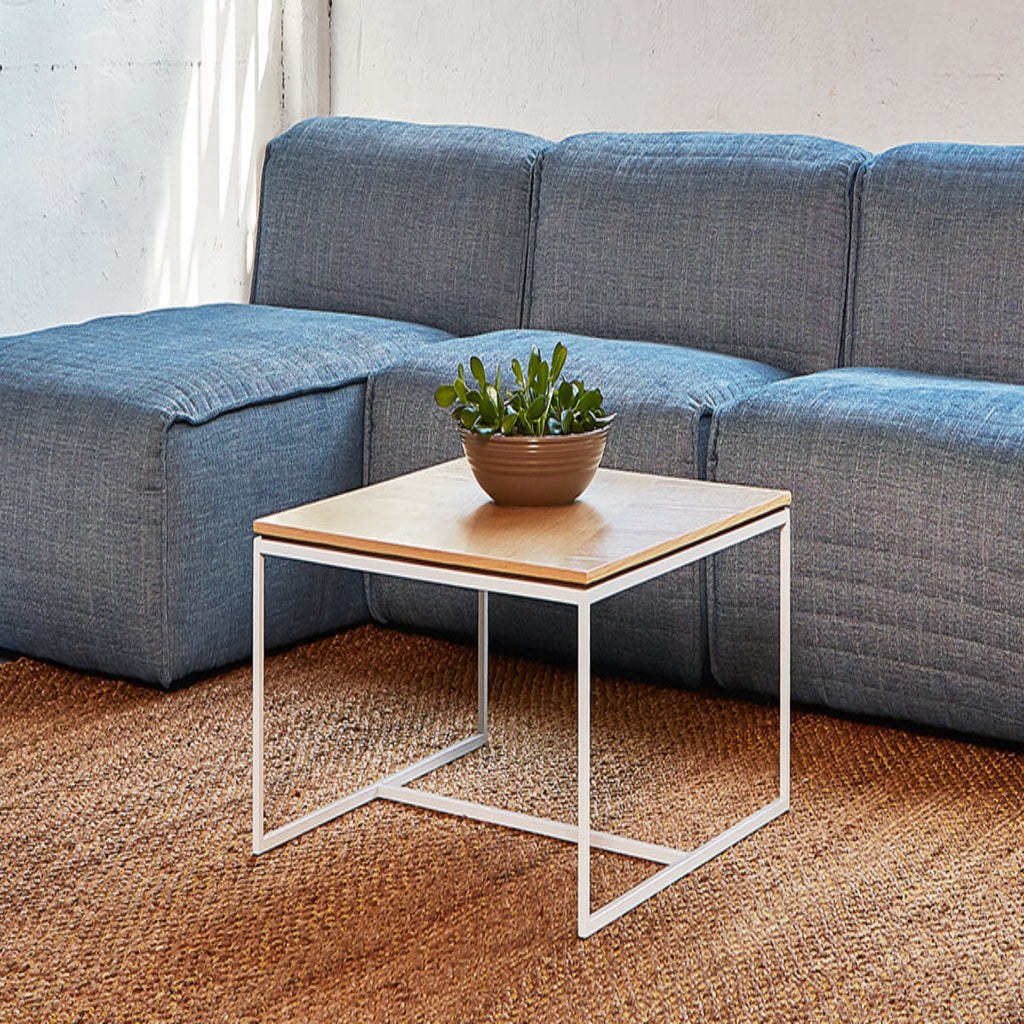 Tobias Square Coffee Table – Real Wood Veneer & Steel Base - Sage InteriorsGusTable