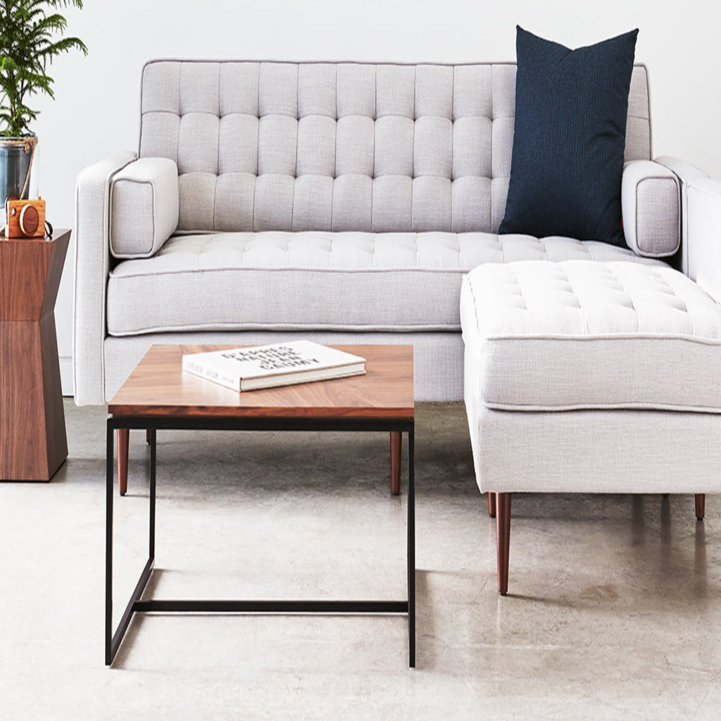 Tobias Square Coffee Table – Real Wood Veneer & Steel Base - Sage InteriorsGusTable