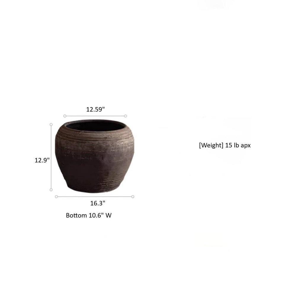 Traditional Round Belly Zen Style Ceramic Vase - Sage InteriorsRustic Reachpot