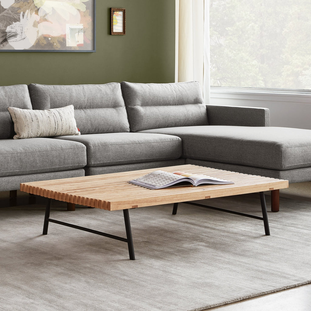 Transit Coffee Table – FSC® - Certified Ash Slats & Steel Base - Sage InteriorsSage InteriorsTransit Bench