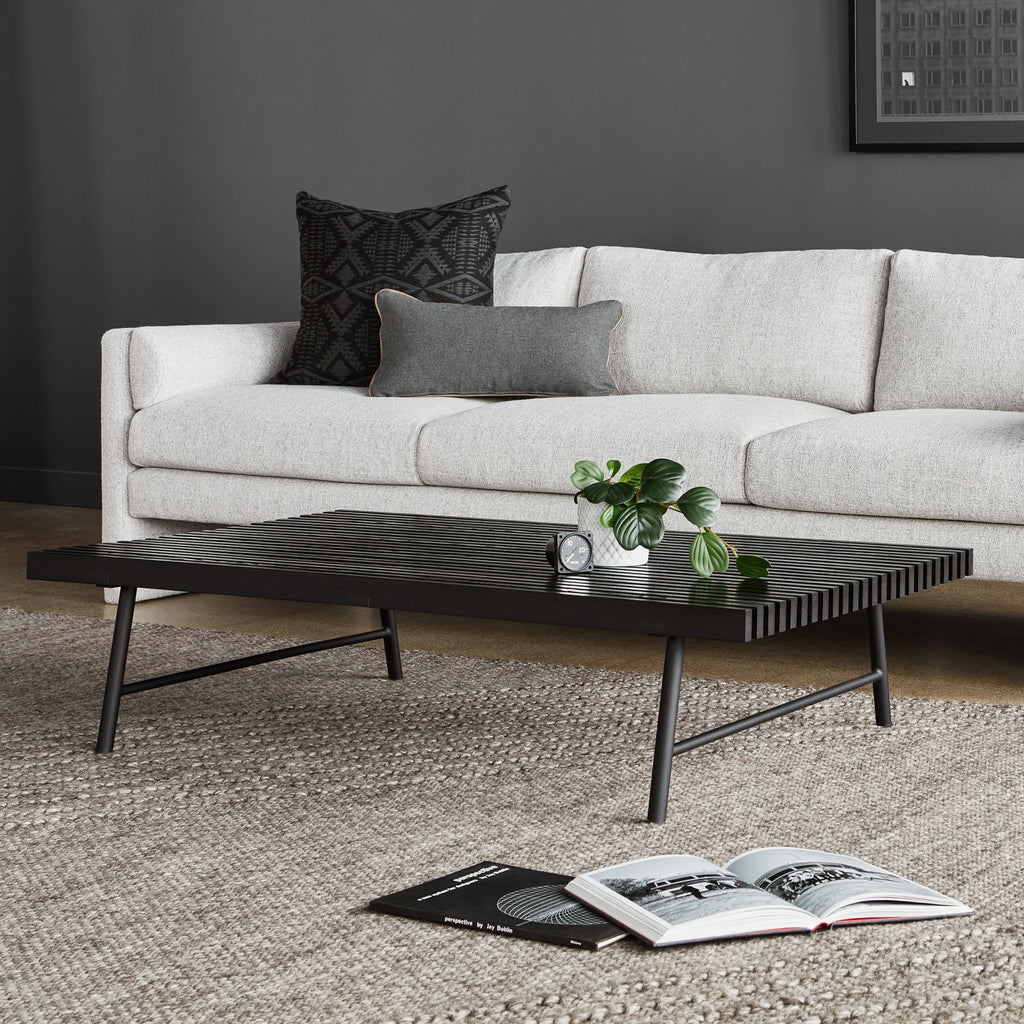 Transit Coffee Table – FSC® - Certified Ash Slats & Steel Base - Sage InteriorsSage InteriorsTransit Bench