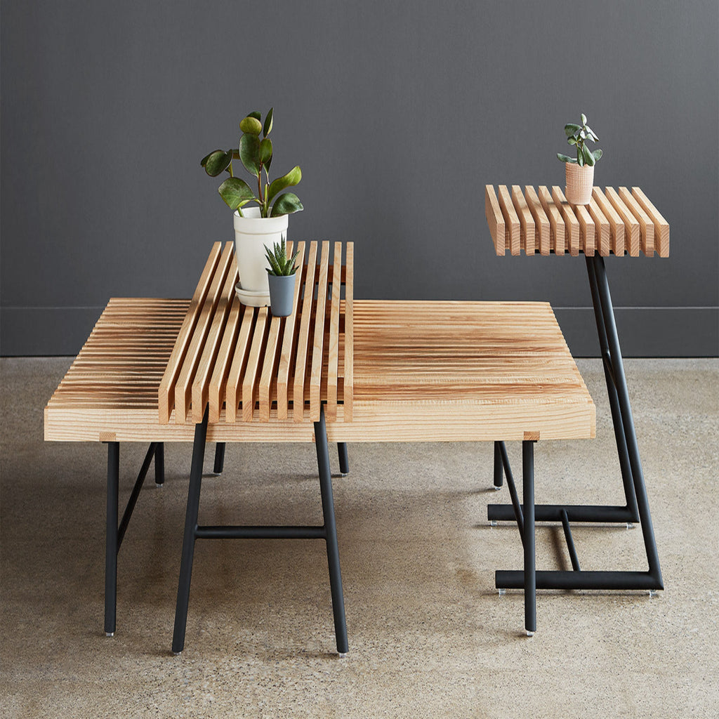 Transit End Table – FSC® - Certified Ash Slats & Cantilever Steel Base - Sage InteriorsGusTransit Table