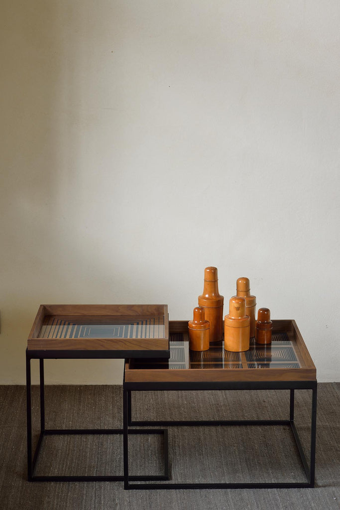 Tray Coffee Table Set – Customisable Solid Wood & Metal Duo - Sage InteriorsEthnicraftCoffee Table