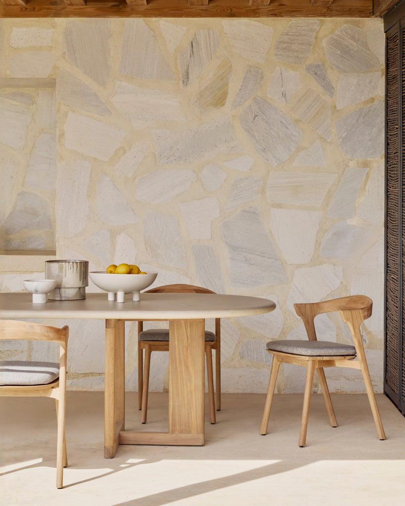 Outdoor Trestle Dining Table – Sage Interiors Concrete & Teak Centrepiece | Sage Interiors