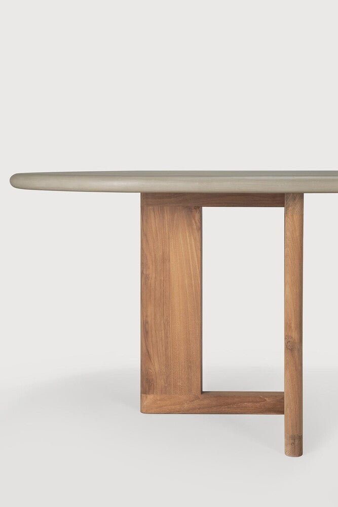 Trestle Outdoor Oblong Dining Table with Concrete Top & Teak Base - Sage InteriorsEthnicraftOutdoor Dining Table