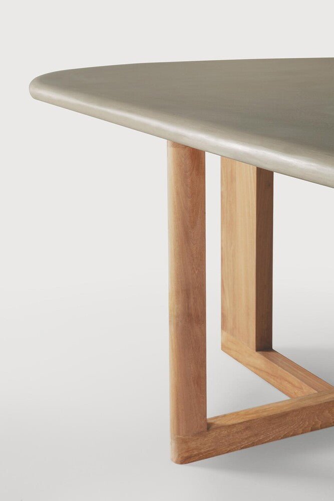 Trestle Outdoor Oblong Dining Table with Concrete Top & Teak Base - Sage InteriorsEthnicraftOutdoor Dining Table