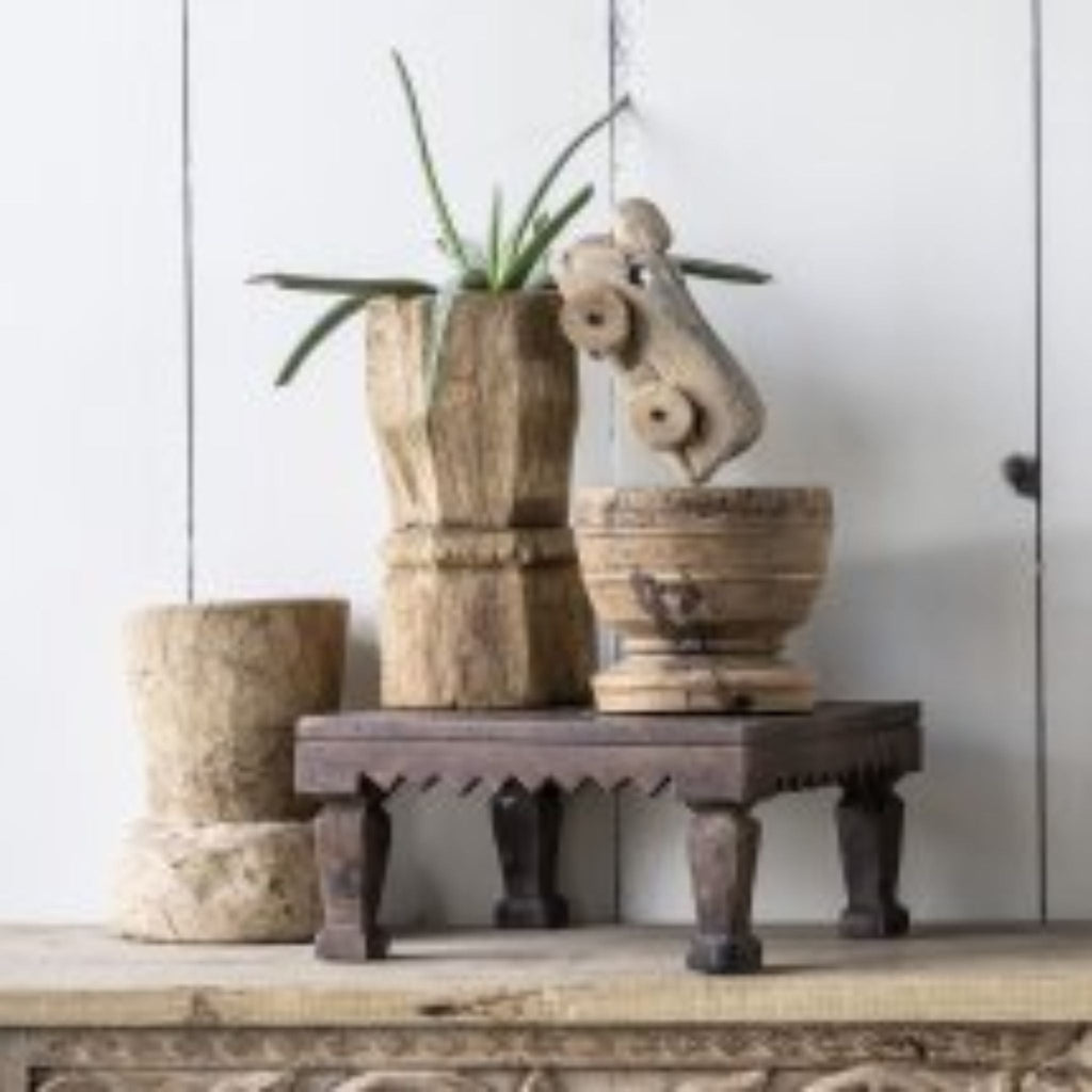 Vintage Wood Village Mortar - Sage InteriorsBlue Ocean Traders