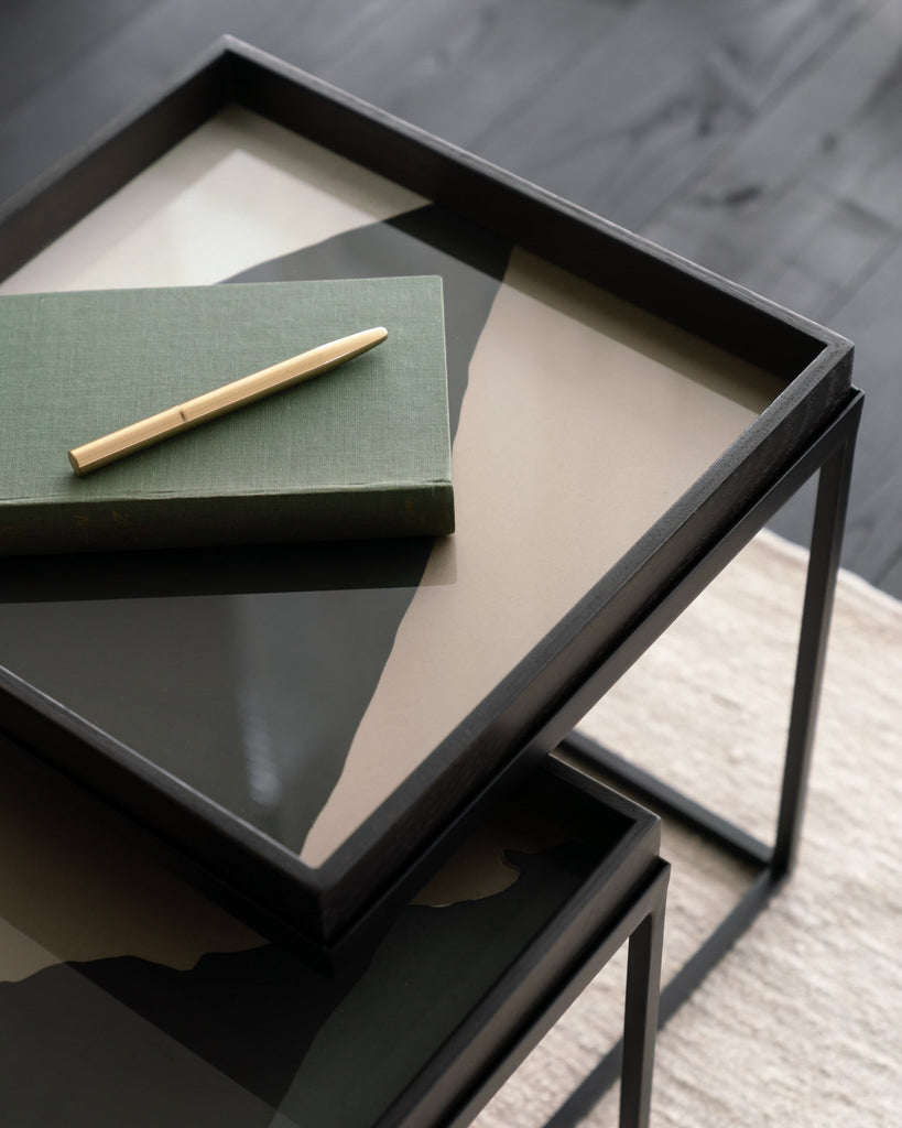 Wabi Sabi Glass Tray Bronze Finish with Nature - Inspired Motif Sage Interiors - Sage InteriorsEthnicrafttray