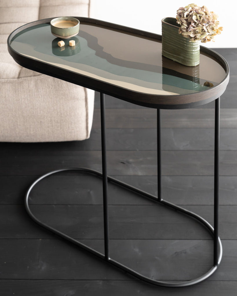 Wabi Sabi Glass Tray Bronze Finish with Nature - Inspired Motif Sage Interiors - Sage InteriorsEthnicrafttray