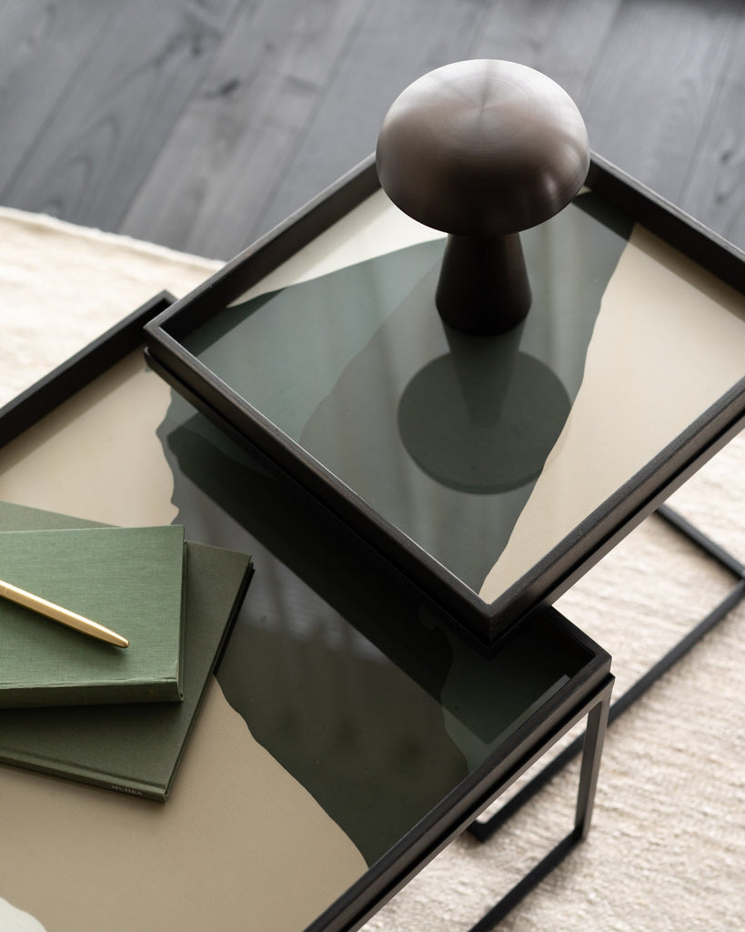 Wabi Sabi Glass Tray Bronze Finish with Nature - Inspired Motif Sage Interiors - Sage InteriorsEthnicrafttray
