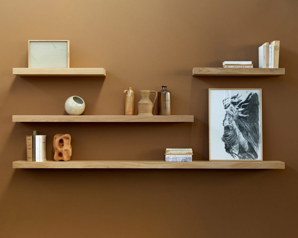 Wall Shelf Walnut Finish with Sculpted Edge Sage Interiors - Sage InteriorsEthnicraftMirror