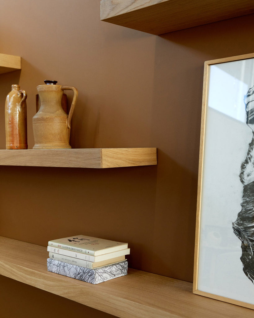 Wall Shelf Walnut Finish with Sculpted Edge Sage Interiors - Sage InteriorsEthnicraftMirror