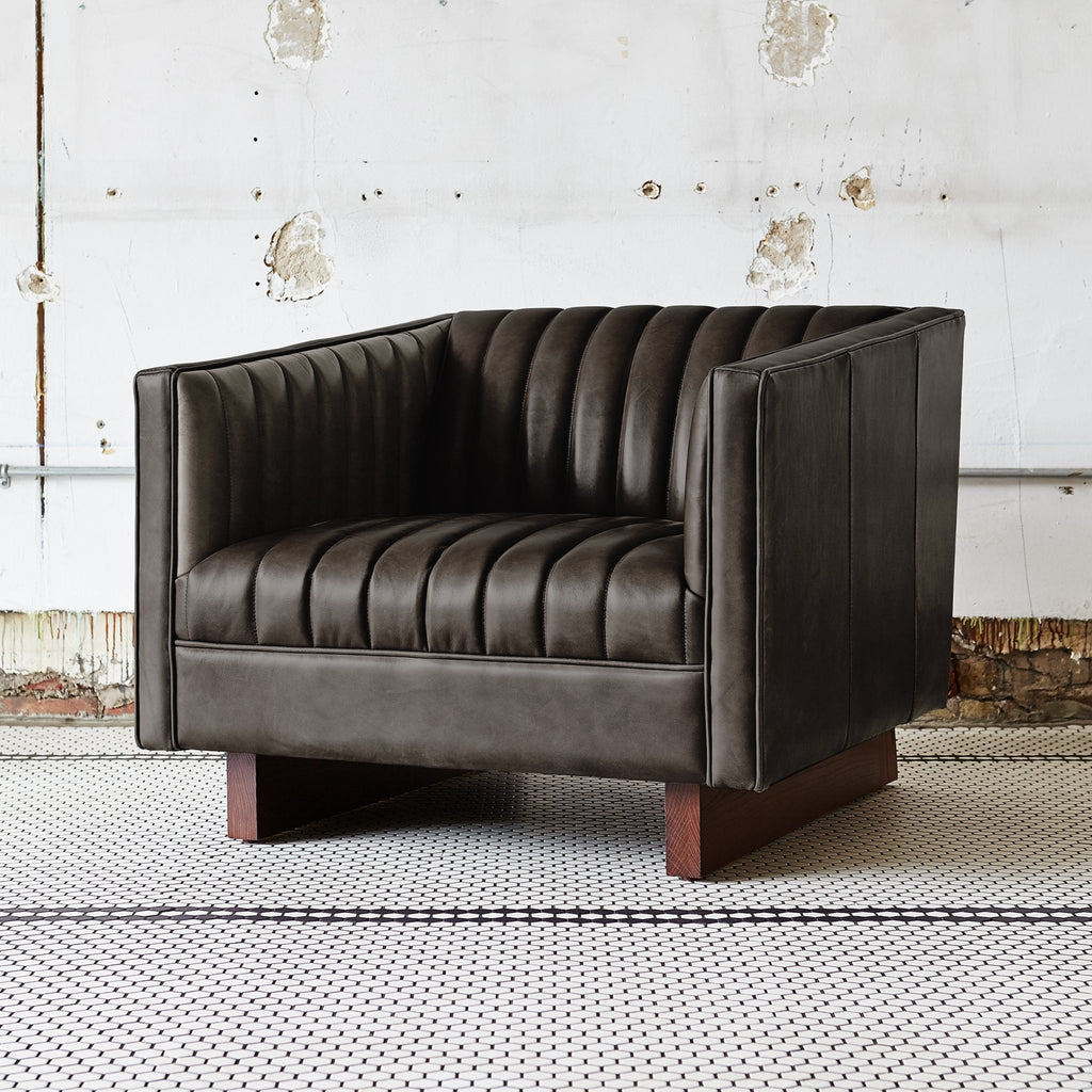 Wallace Chair – Vintage Leather Chesterfield Modern Reimagined - Sage InteriorsSage InteriorsChair