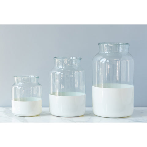 White Colorblock Mason Jar, Large - Sage InteriorsETUHome