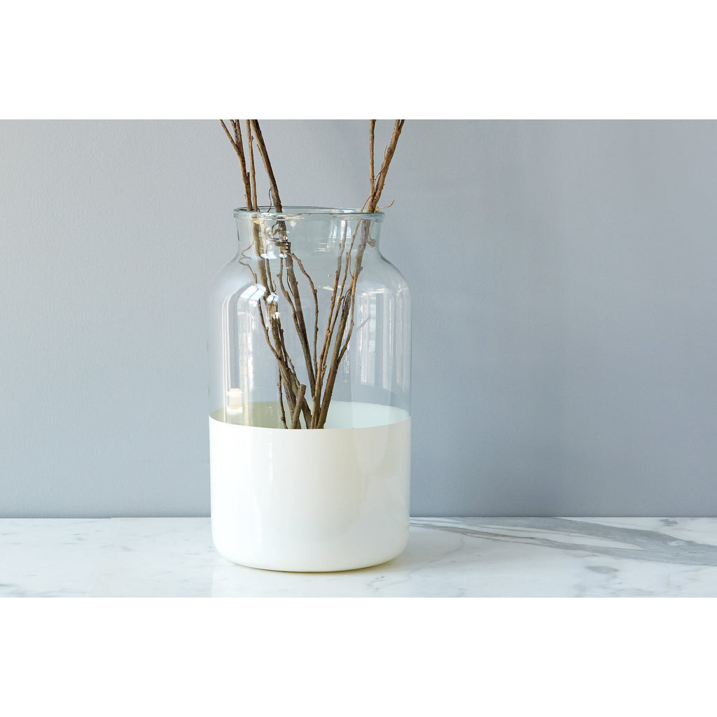 White Colorblock Mason Jar, Large - Sage InteriorsETUHome