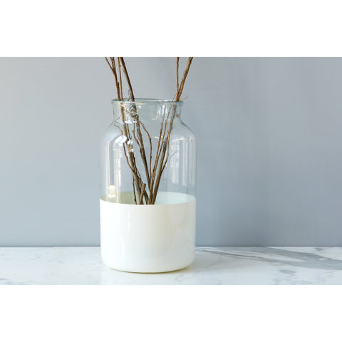 White Colorblock Mason Jar, Large - Sage InteriorsETUHome