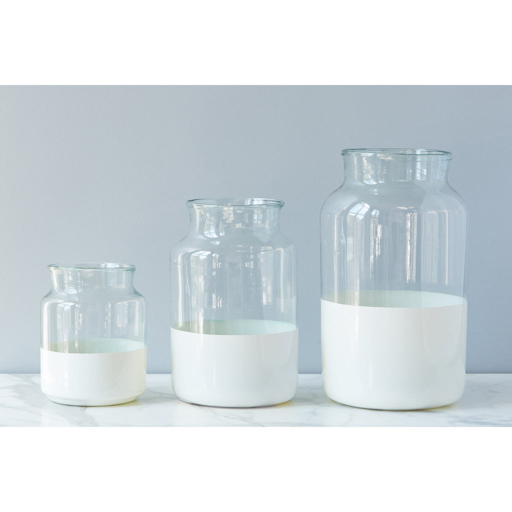 White Colorblock Mason Jar, Small - Sage InteriorsETUHome