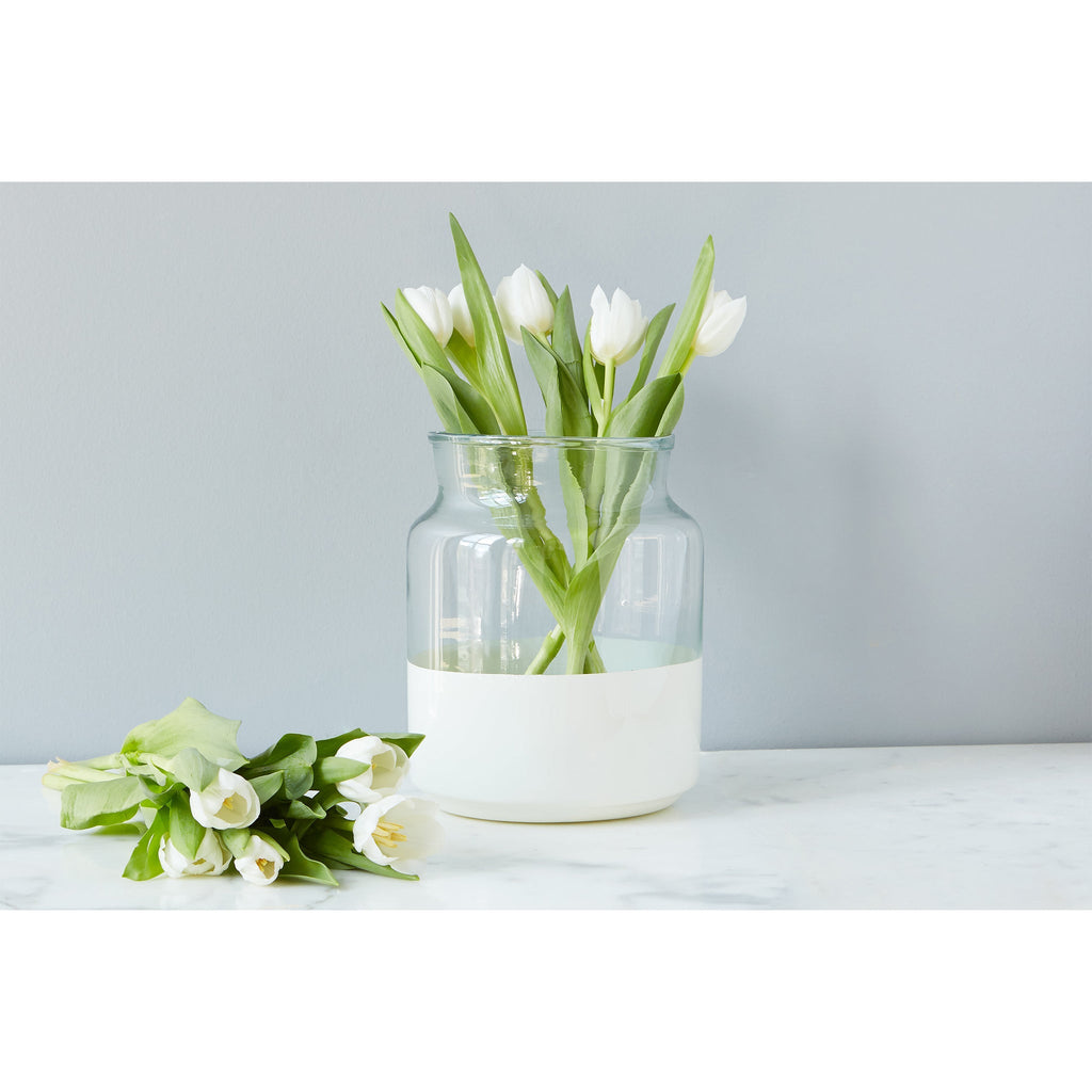 White Colorblock Mason Jar, Small - Sage InteriorsETUHome
