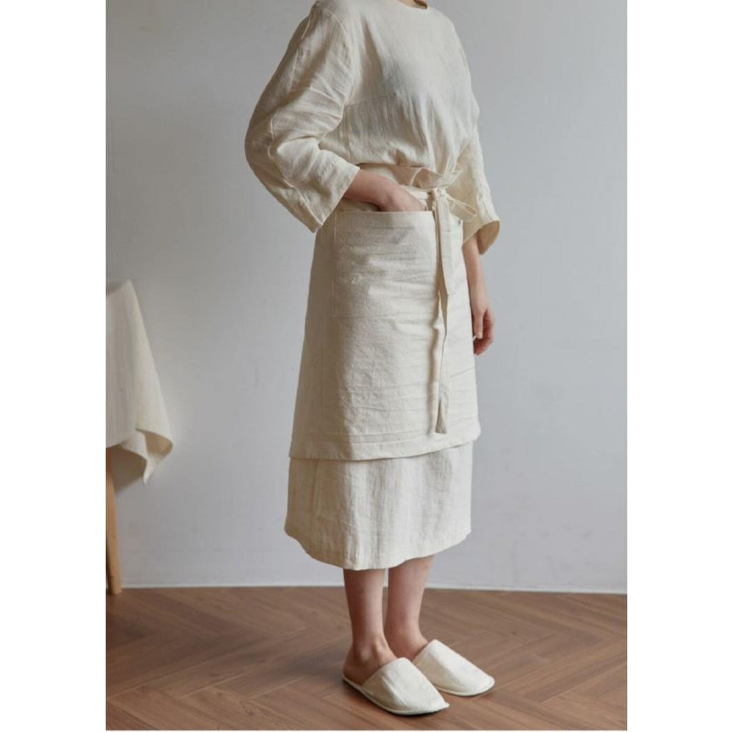 White Half Apron with Pockets - Sage InteriorsFodory