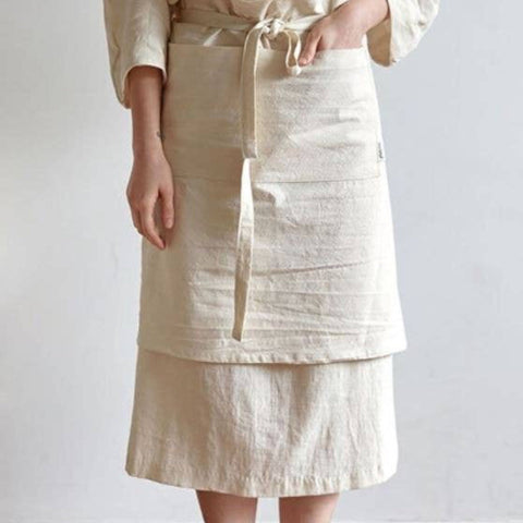 White Half Apron with Pockets - Sage InteriorsFodory