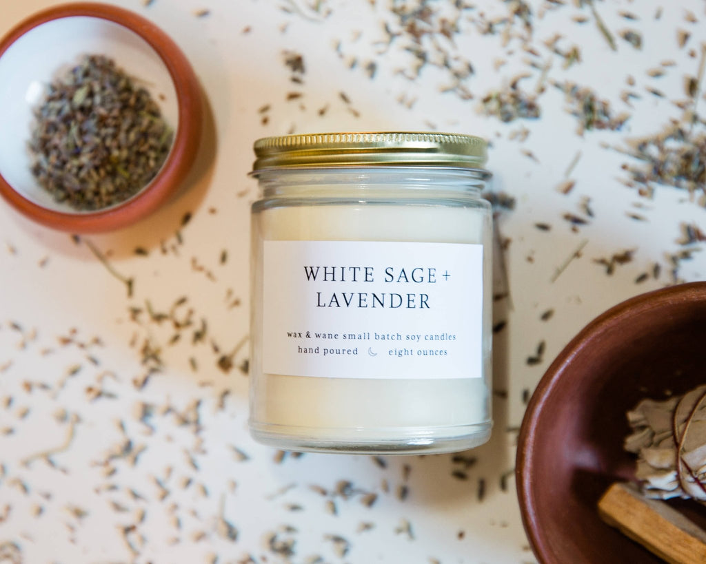 White Sage + Lavender Modern Soy Candle: 8 oz - Sage InteriorsWax and Wane Candlescandle