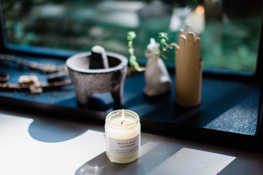 White Sage + Lavender Modern Soy Candle: 8 oz - Sage InteriorsWax and Wane Candlescandle