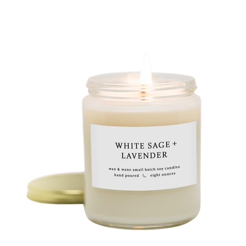 White Sage + Lavender Modern Soy Candle: 8 oz - Sage InteriorsWax and Wane Candlescandle