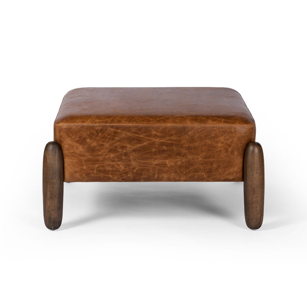 Wilder Ottoman, Raleigh Chestnut Leather - Sage InteriorsFHOttoman