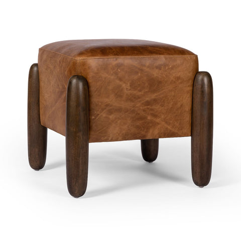Wilder Ottoman, Raleigh Chestnut Leather - Sage InteriorsFHOttoman