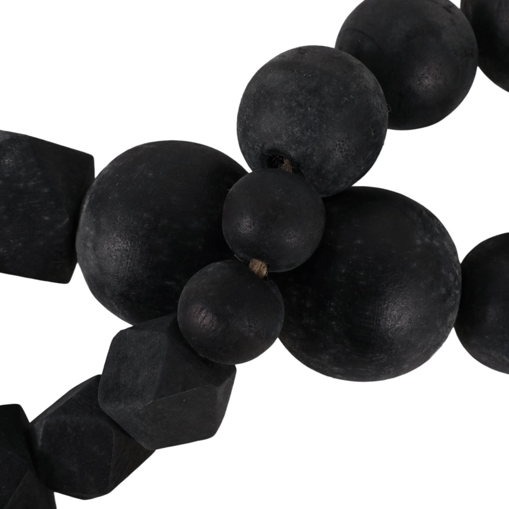 Wood and Jute Hexagon and Round Bead Garland - Black, 84 in. - Sage InteriorsSagebrook HomeBeads