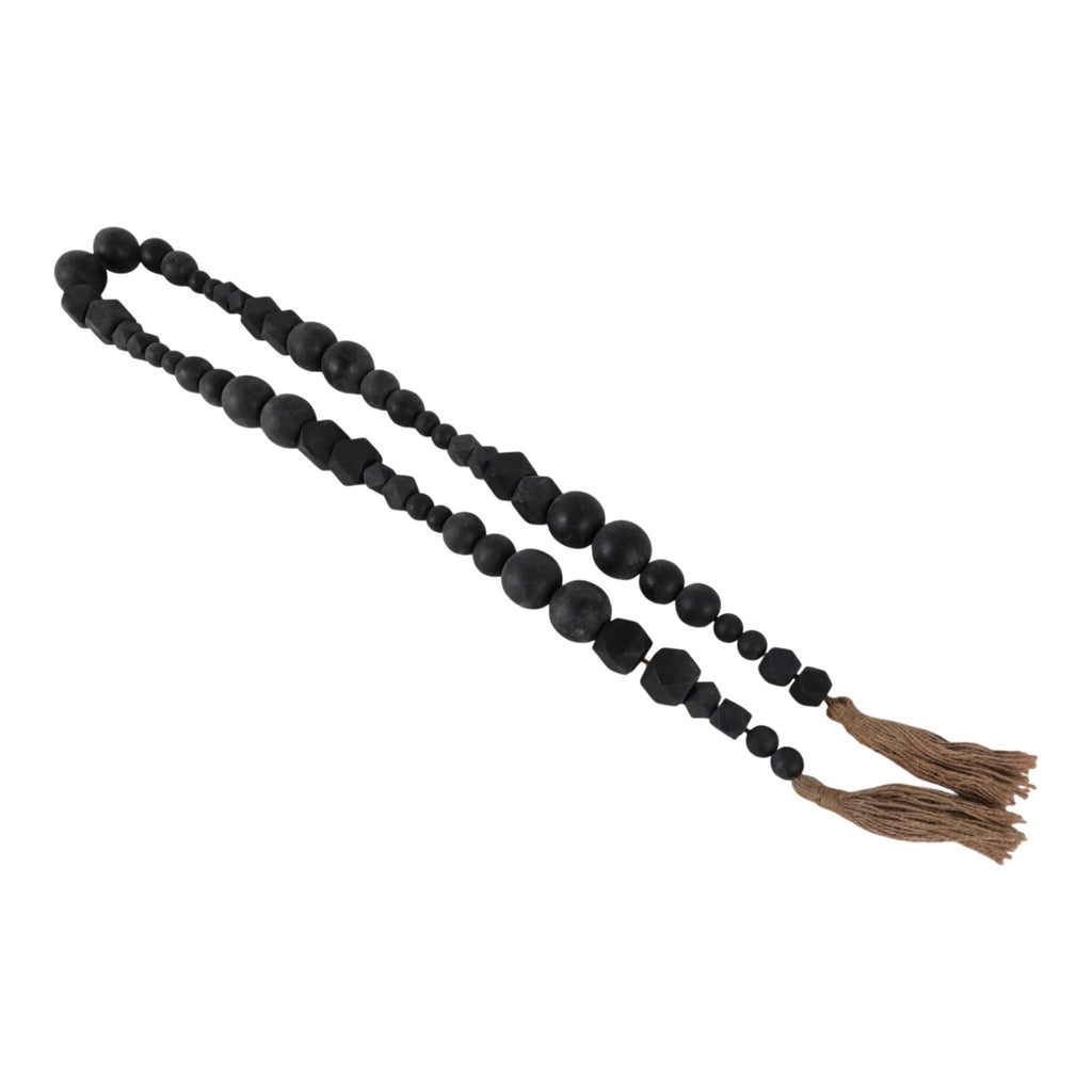 Wood and Jute Hexagon and Round Bead Garland - Black, 84 in. - Sage InteriorsSagebrook HomeBeads