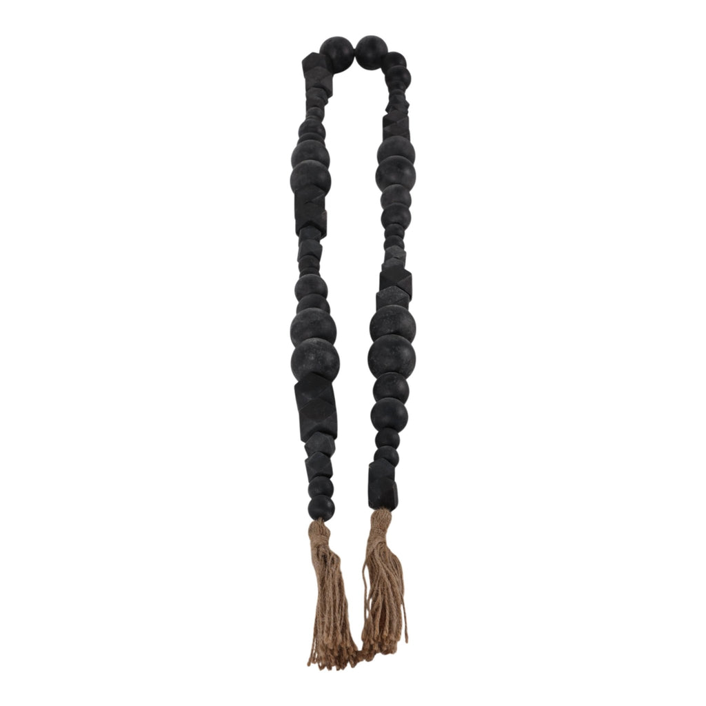 Wood and Jute Hexagon and Round Bead Garland - Black, 84 in. - Sage InteriorsSagebrook HomeBeads