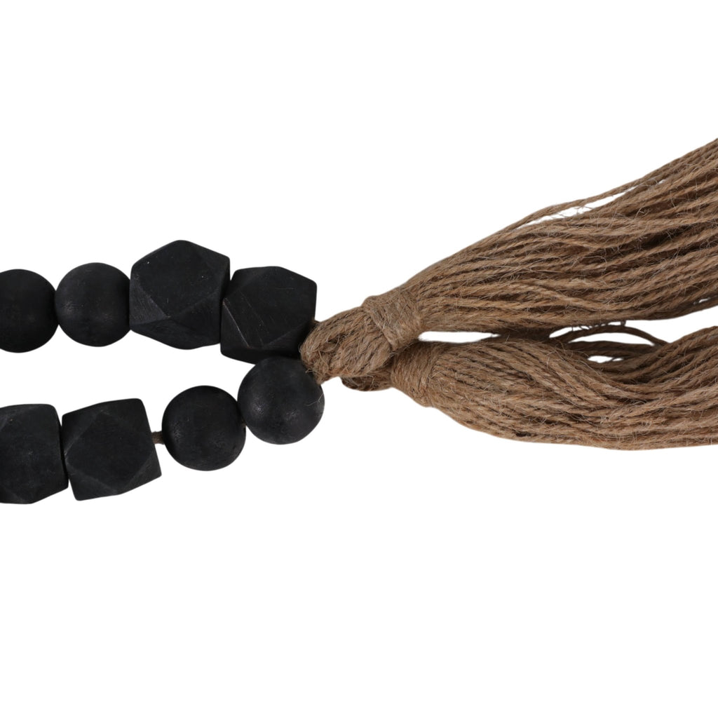 Wood and Jute Hexagon and Round Bead Garland - Black, 84 in. - Sage InteriorsSagebrook HomeBeads